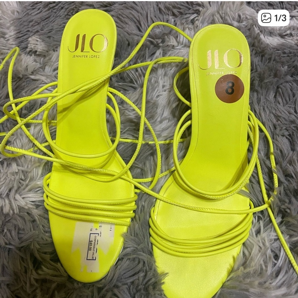 Jennifer Lopez Neon Lace-Up Strappy Heels